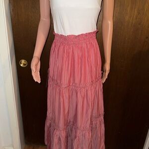 Tuckernuck Pink Smocked Tiered Maxi Skirt